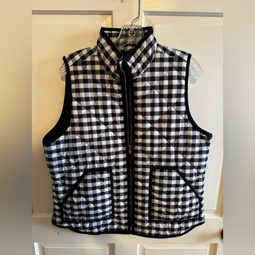 J Crew gingham puffer vest